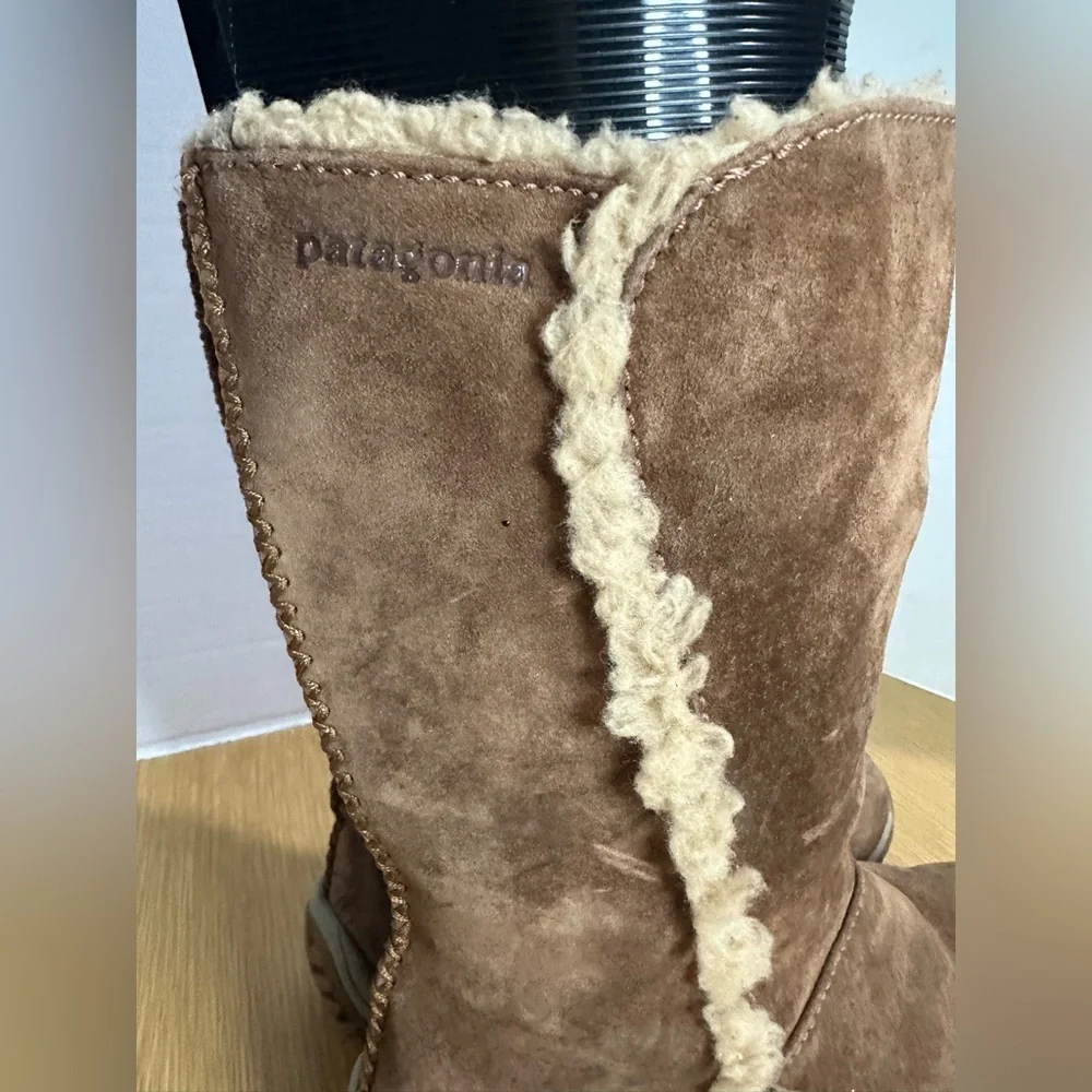 Patagonia Waterproof Women’s 7 Brown Suede Winter Boots PrimaLoft Polartec Comfy